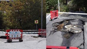 Beşiktaş’ta yol çöktü: Bir araç çukura düştü