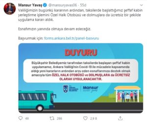 Mansur Yavaş duyurdu:Ankara'da dolmuş ve özel halk otobüslerine de ücretsiz şeffaf kabin dönemi başlıyor