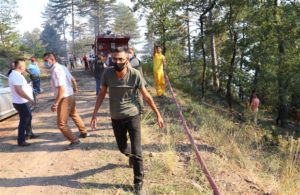 Zonguldak'ın Devrek ilçesinde ormanlık alanda yangın çıktı.