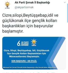 AKP ilanla gençlik kolları başkanı arıyor