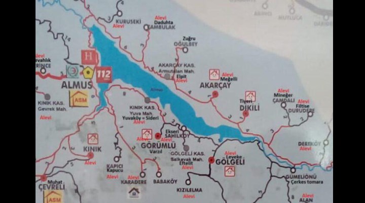 Tokat'ta Alevi köylerinin işaretlendiği haritayla ilgili bir doktora soruşturma