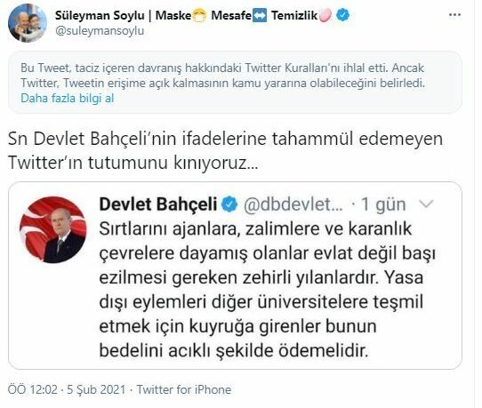 Soylu'nun kısıtlama getirilen tweetleri