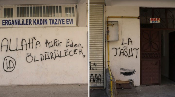 Diyarbarkır merkezde IŞİD imzalı duvar yazısı