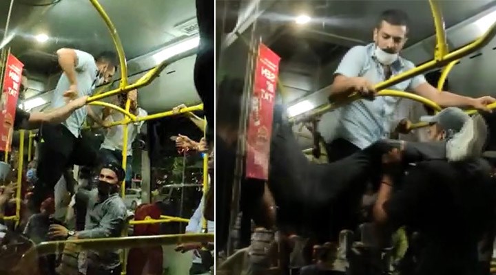 Otobüste maske takmayan 2 kişi, yolcular tarafından darp edildi