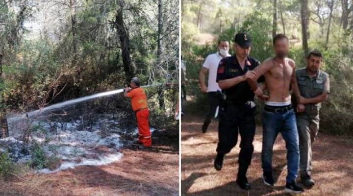 Manavgat'ta 3 yeri ateşe veren ve ormanı yakmaya çalışan şahıs yakalandı