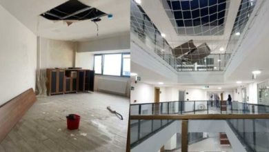 Açılışını Erdoğan'ın yapacağı ek binanın tavanı çöktü
