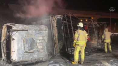 Alev alan kamyonun şoförü yaşamını yitirdi