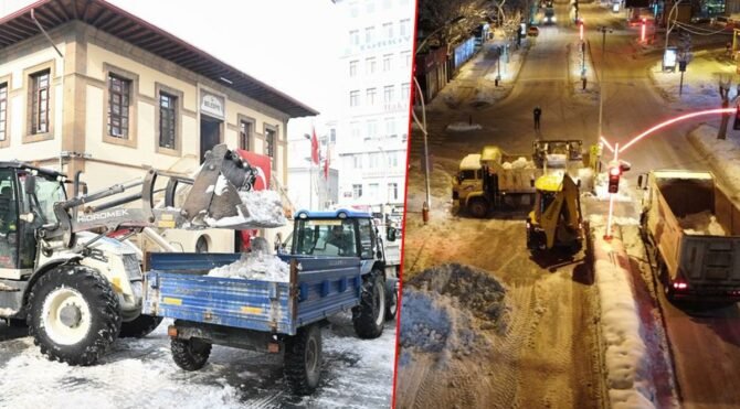 Çorum'daki karlar, baraj havzasına dökülüyor