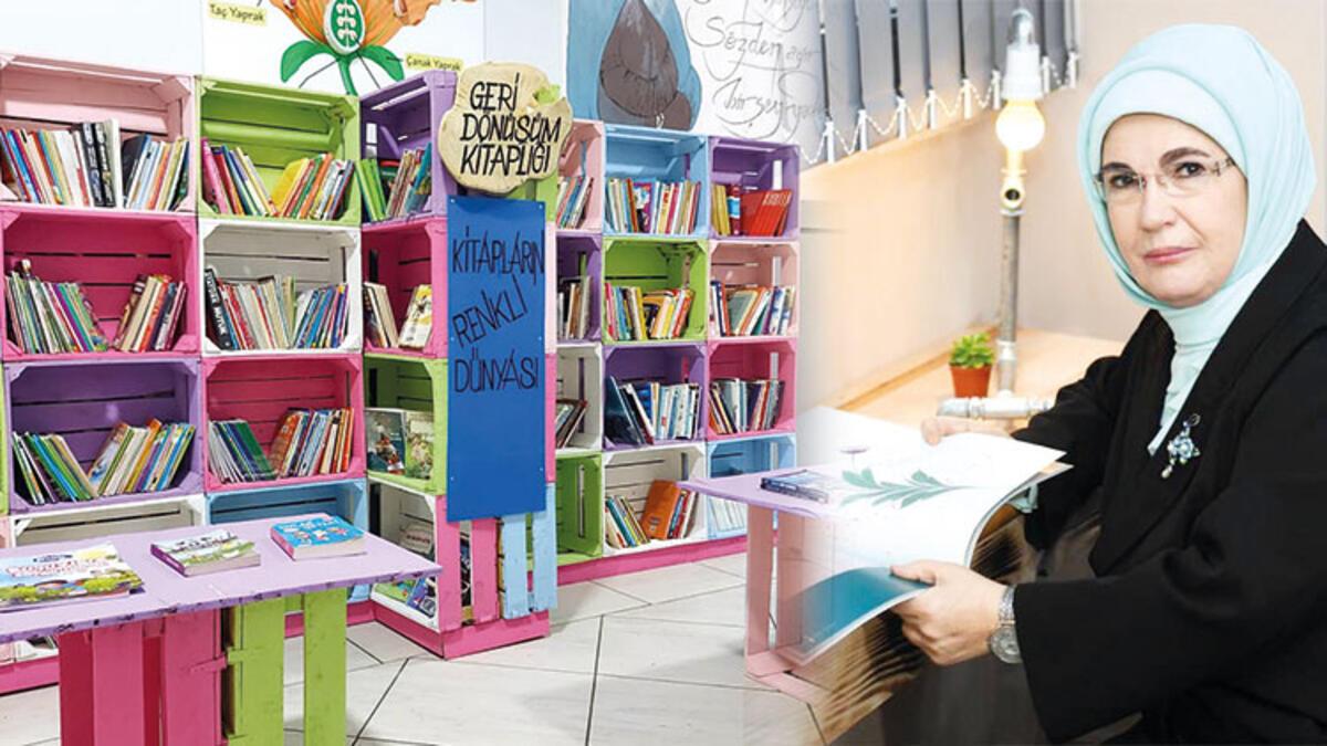 Emine Erdoğan himayesindeki geri dönüşümle kütüphane projesi tamamlandı