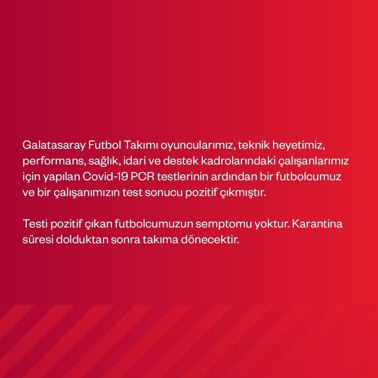 Son dakika: Galatasarayda 2 Covid 19 vakası Resmen açıklandı...