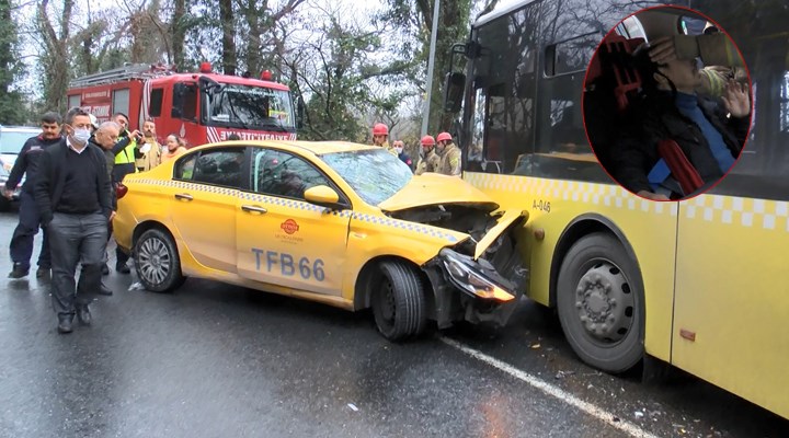 İstanbul'da kaza: Taksi ve İETT otobüsü çarpıştı