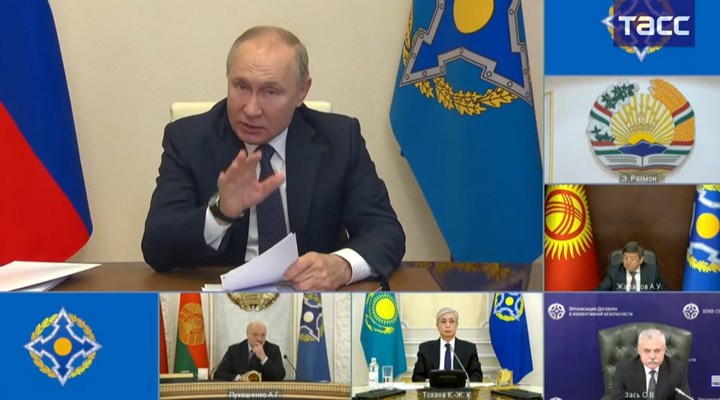 Putin:''Kazakistan devletine yönelik tehdidi dış ve iç güçler yaratmıştır''