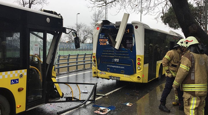 Sarıyer'de iki İETT otobüsü çarpıştı: 3 yaralı