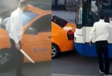 Trafikte taksici, otobüs şoförünü ‘el bombası’ ile tehdit etti