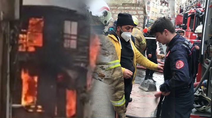 Yangın çıkan metruk bina çöktü: 1 itfaiye stajyeri yaralandı