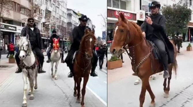 Bolu'da yapılan zamları protesto için atlarla sokağa indiler