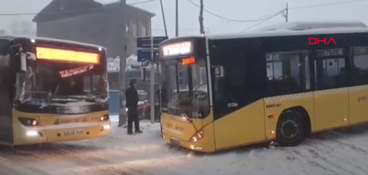İstanbul da araçlar kar yağışı sonrası yolda kaldı #1