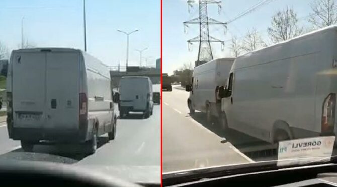 İstanbul'da 2 minibüs, sürücüleri şaşkına çevirdi