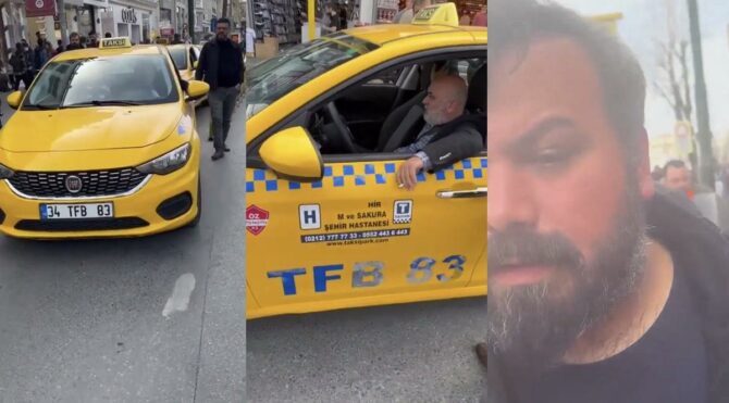 Sadece turist alan taksileri görüntüleyen vatandaş saldırısına uğradı