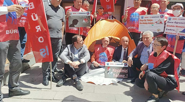 Büro-İş, kira fiyatlarını protesto için çadır kurdu