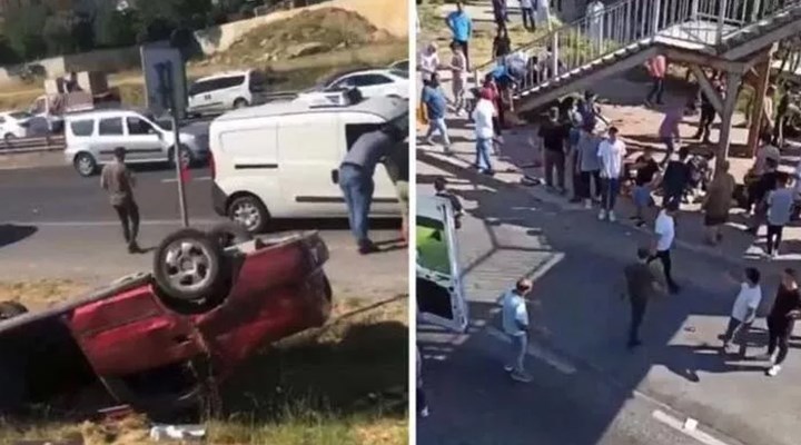 Büyükçekmece'de takla atan araç durağa girdi: 1 ölü, 15 yaralı