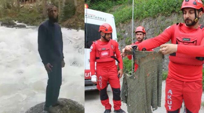 Dereye düşüp akıntıda kaybolan Ummanlı turistin tişörtü bulundu