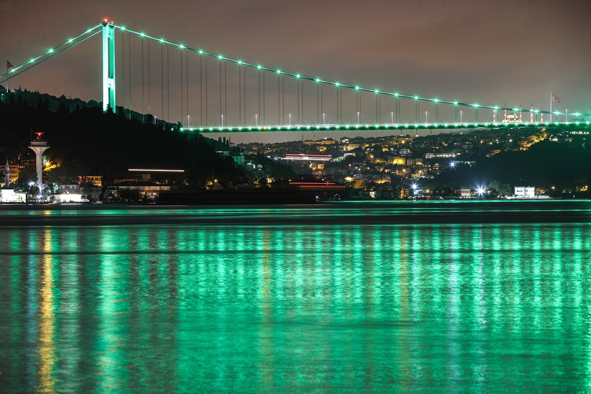 İstanbul’da köprüler, skolyoz hastalığı için ışıklandırıldı #1