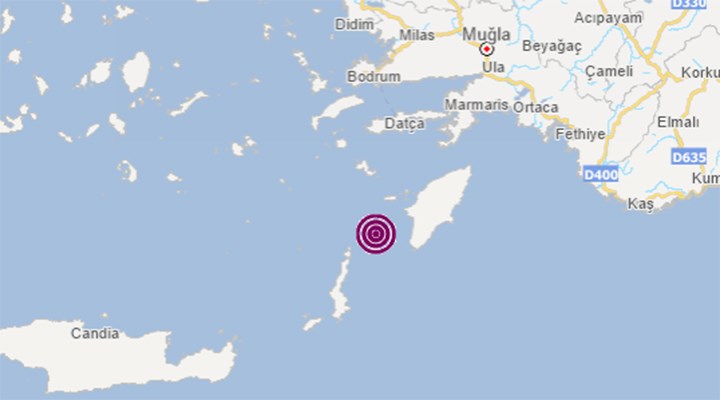 Muğla açıklarında 4,4 büyüklüğünde deprem