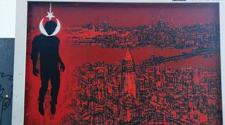 Türk bayrağına asılmış insan silueti çizen sokak sanatçısına ‘Cumhurbaşkanı’na hakaretten’ hapis cezası