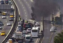 15 Temmuz Şehitler Köprüsü'nde motosiklet yangını