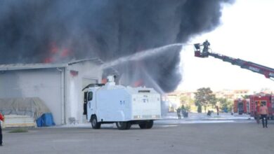 Denizli'de çevik kuvvet binasında yangın çıktı
