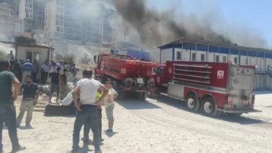 TOKİ işçilerinin kaldığı konteynerde yangın