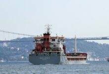 12 bin ton mısır yüklü 'Polarnet' adlı gemi, İstanbul Boğazı’ndan geçti