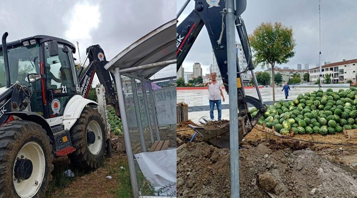 AKP'li belediye, CHP'li belediyenin ucuz karpuz tezgahına kepçeli müdahale